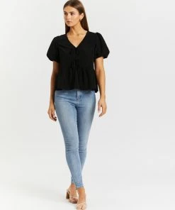Atmos&Here Kalia Bow Front Puff Sleeve Blouse Black -Deals The Style Setters Store http3A2F2Fstatic.theiconic.com .au2Fp2Fatmos here 0010 0329531 5