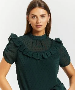 Atmos&Here Bella Frill Detail Blouse Forest Green Dobby -Deals The Style Setters Store http3A2F2Fstatic.theiconic.com .au2Fp2Fatmos here 0013 2927331 4