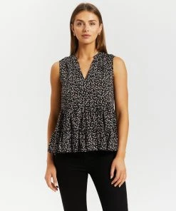 Atmos&Here Odette Smock Top Black Floral