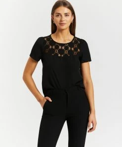 Atmos&Here Rosie Lace Contrast Top Black