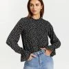 Atmos&Here Charlize Frill Detail Blouse Black Speckle