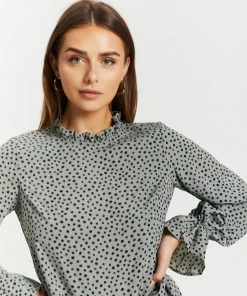 Atmos&Here Charlize Frill Detail Blouse Olive Speckle -Deals The Style Setters Store http3A2F2Fstatic.theiconic.com .au2Fp2Fatmos here 0250 6246821 4