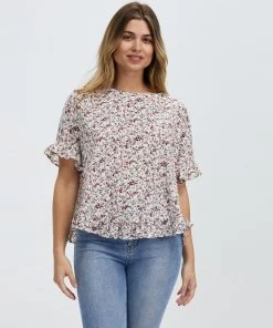 Atmos&Here Blainey Frill Sleeve Top Floral