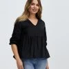 Atmos&Here Tamika Puff Sleeve Smock Blouse Black