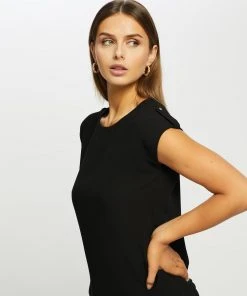 Atmos&Here Bianca Button Tab Woven Tee Black -Deals The Style Setters Store http3A2F2Fstatic.theiconic.com .au2Fp2Fatmos here 0513 3905021 4