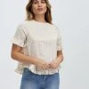 Atmos&Here Annika Frill Sleeve Top Beige Gingham