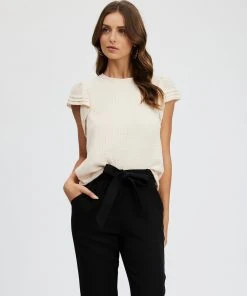 Atmos&Here Tessa Frill Sleeve Blouse Cream