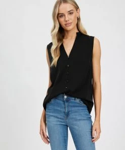 Atmos&Here Pembroke Button Blouse Black