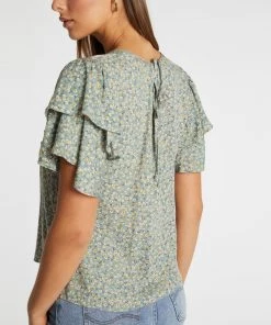 Atmos&Here Ruthie Layered Flutter Sleeve Blouse Green Floral -Deals The Style Setters Store http3A2F2Fstatic.theiconic.com .au2Fp2Fatmos here 0920 0529531 4