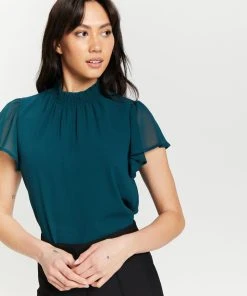Atmos&Here Eleanor High Neck Flutter Sleeve Blouse Emerald Green -Deals The Style Setters Store http3A2F2Fstatic.theiconic.com .au2Fp2Fatmos here 1017 2379921 4