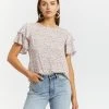 Atmos&Here Ruthie Layered Flutter Sleeve Blouse White Floral