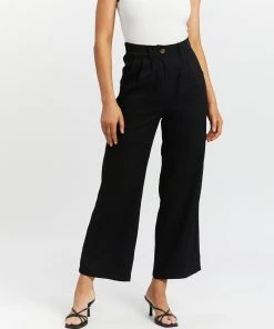 Atmos&Here Ava Pleat Front Pants Black