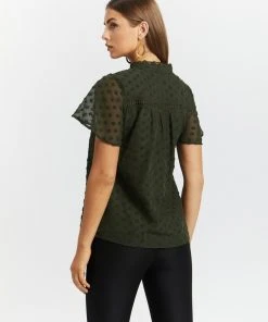 Atmos&Here Carolyn Dobby Flutter Sleeve Blouse Khaki -Deals The Style Setters Store http3A2F2Fstatic.theiconic.com .au2Fp2Fatmos here 1100 7719531 3