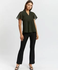 Atmos&Here Carolyn Dobby Flutter Sleeve Blouse Khaki -Deals The Style Setters Store http3A2F2Fstatic.theiconic.com .au2Fp2Fatmos here 1130 7719531 5