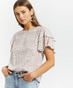 Atmos&Here Ruthie Layered Flutter Sleeve Blouse White Floral -Deals The Style Setters Store http3A2F2Fstatic.theiconic.com .au2Fp2Fatmos here 1199 7529531 4