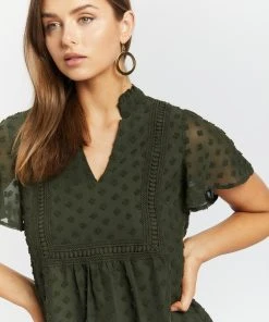 Atmos&Here Carolyn Dobby Flutter Sleeve Blouse Khaki -Deals The Style Setters Store http3A2F2Fstatic.theiconic.com .au2Fp2Fatmos here 1205 7719531 4