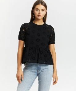 Atmos&Here Novah Broderie Blouse Black