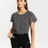 Atmos&Here Vivia Flutter Sleeve Blouse Black Speckle