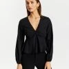 Atmos&Here Natalie Knot Front Blouse Solid Black