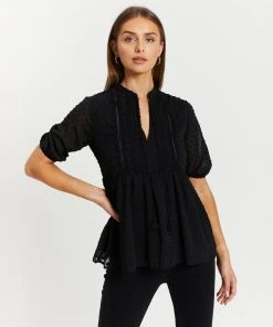 Atmos&Here Jasmine Dobby Blouse Black