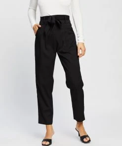 Atmos&Here Becca Tie-Front Pants Black