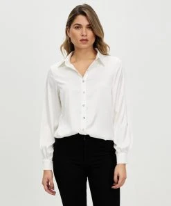 Atmos&Here Melina Satin Shirt White Satin