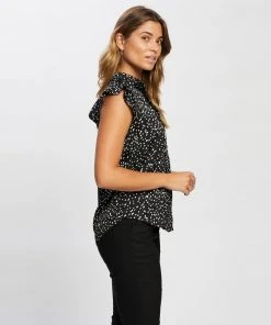 Atmos&Here Ruffle Neck Button Through Top Mono Print -Deals The Style Setters Store http3A2F2Fstatic.theiconic.com .au2Fp2Fatmos here 1970 7495021 2