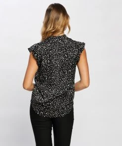 Atmos&Here Ruffle Neck Button Through Top Mono Print -Deals The Style Setters Store http3A2F2Fstatic.theiconic.com .au2Fp2Fatmos here 1982 7495021 3