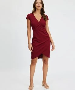Atmos&Here Alani V-Neck Dress Burgundy -Deals The Style Setters Store http3A2F2Fstatic.theiconic.com .au2Fp2Fatmos here 2032 6206341 5