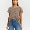 Atmos&Here Vivia Flutter Sleeve Blouse Beige Speckle