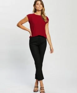 Atmos&Here Bianca Button Tab Woven Tee Berry -Deals The Style Setters Store http3A2F2Fstatic.theiconic.com .au2Fp2Fatmos here 2221 4905021 5