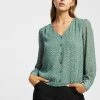 Atmos&Here Layla Button Front Blouse Green Spot