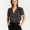 Atmos&Here Charlotte Shirred Blouse Black Speckle