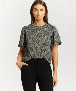 Atmos&Here Emily Flutter Sleeve Blouse Spot