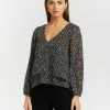 Atmos&Here Amara Hem Layer Blouse Mono Speckle Print