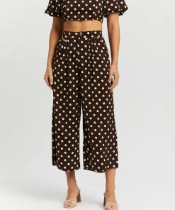 Atmos&Here Ballerini Cropped Wide Leg Pants Chocolate Polkadot