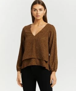 Atmos&Here Amara Hem Layer Blouse Leopard