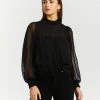 Atmos&Here Avery Shirred Neck Dobby Blouse Black