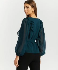 Atmos&Here Andy Puff Sleeve Frill Blouse Teal -Deals The Style Setters Store http3A2F2Fstatic.theiconic.com .au2Fp2Fatmos here 3161 9146821 3