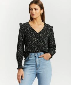 Atmos&Here Ashleigh Frill Sleeve Blouse Floral