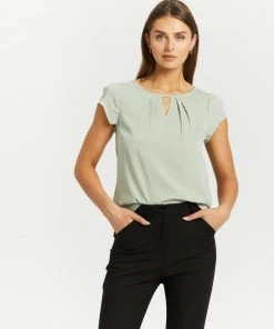 Atmos&Here Mazie Cap Sleeve Blouse Sage