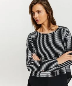 Atmos&Here Dominique Knitted Woven Panel Top Black Stripe -Deals The Style Setters Store http3A2F2Fstatic.theiconic.com .au2Fp2Fatmos here 3531 1095821 4