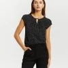Atmos&Here Mazie Cap Sleeve Blouse Black Speckle