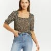 Atmos&Here Sophie Square Neck Top Dark Green Floral