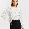 Atmos&Here Molly Frill Sleeve Blouse White Polka Dot