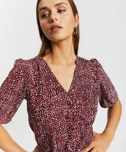 Atmos&Here Yvette V-Neck Blouse Burgundy Speckle -Deals The Style Setters Store http3A2F2Fstatic.theiconic.com .au2Fp2Fatmos here 3686 6237331 4