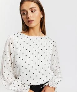 Atmos&Here Molly Frill Sleeve Blouse White Polka Dot -Deals The Style Setters Store http3A2F2Fstatic.theiconic.com .au2Fp2Fatmos here 3701 3404131 4