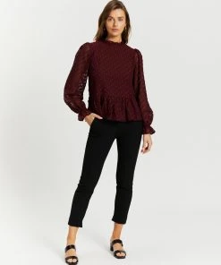 Atmos&Here Cindy Floral Textured Blouse Burgundy -Deals The Style Setters Store http3A2F2Fstatic.theiconic.com .au2Fp2Fatmos here 3743 8036721 5