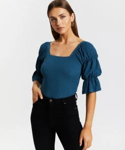 Atmos&Here Laney Shirred Top Teal