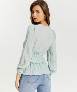 Atmos&Here Elena Frill Waist Blouse Sage Green -Deals The Style Setters Store http3A2F2Fstatic.theiconic.com .au2Fp2Fatmos here 3766 6504131 3